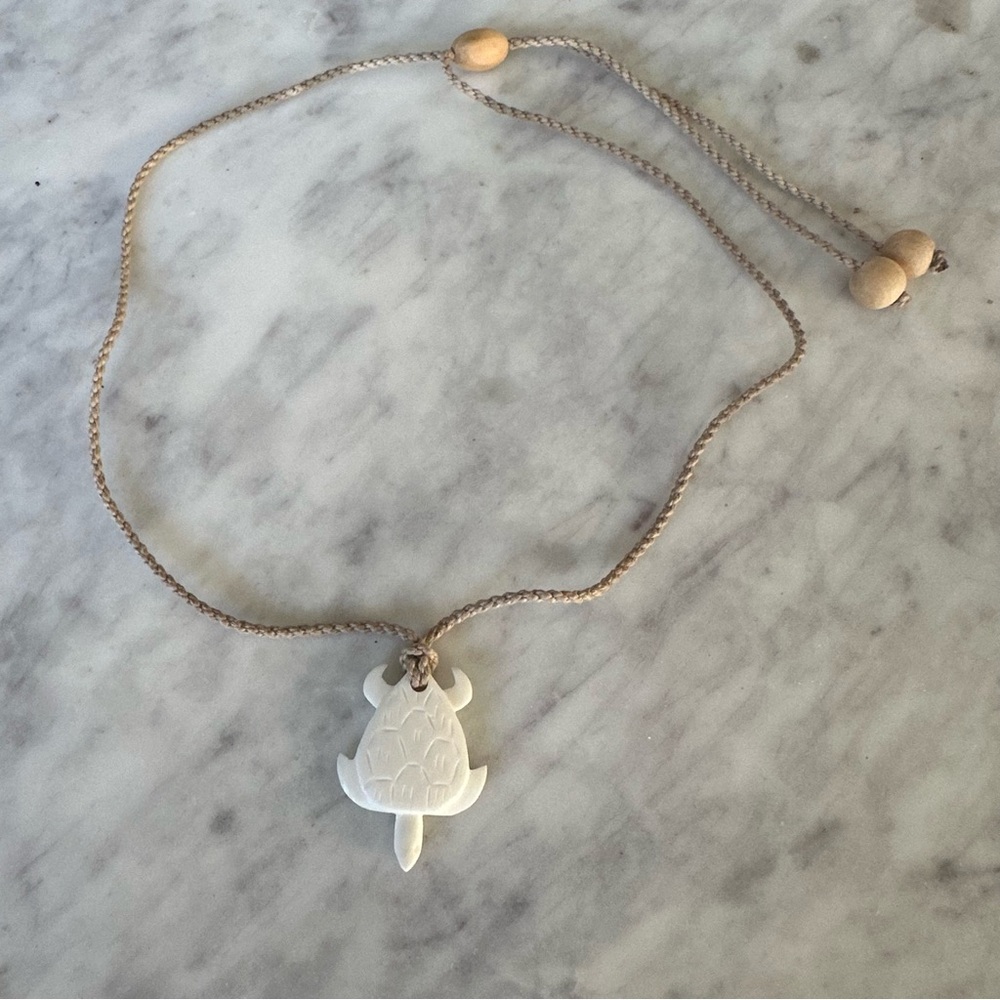 Handcrafted White Turtle Pendant Necklace - Women Jewelry